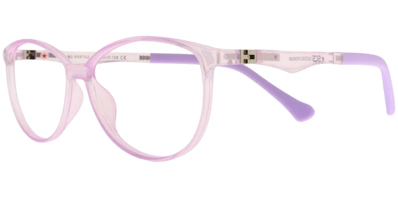 Rame de ochelari pentru copii BJ XS 6742 c5 Success, transparente și violet, vedere frontală