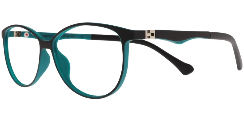 Ramă de ochelari pentru copii BJ XS 6742 c9 Success, negru și verde, vedere frontală