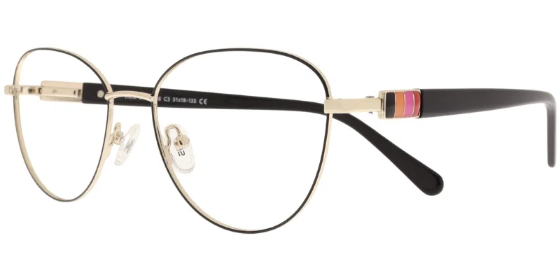 Ramă de ochelari pentru copii HKA CYS 6756 c3 Success, negru și auriu, vedere frontală