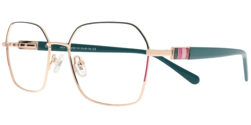 Ochelari copii HTA CYS 6757 c1 Success, ramă metalică full rim, gold green rose