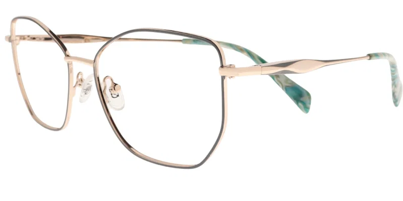 Ramă de ochelari TWST 6431 c3 Sonata, metal, auriu și verde, vedere frontală