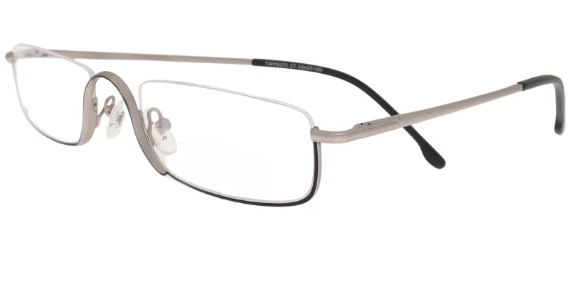 Ramă de ochelari TWP 6272 c1 Prime metalică, half rim, negru și argintiu